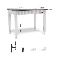 Siegmund Workbench height adjustable with steel plate...