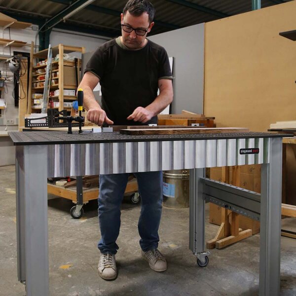 Siegmund Workbench height adjustable with steel plate 1500x1000