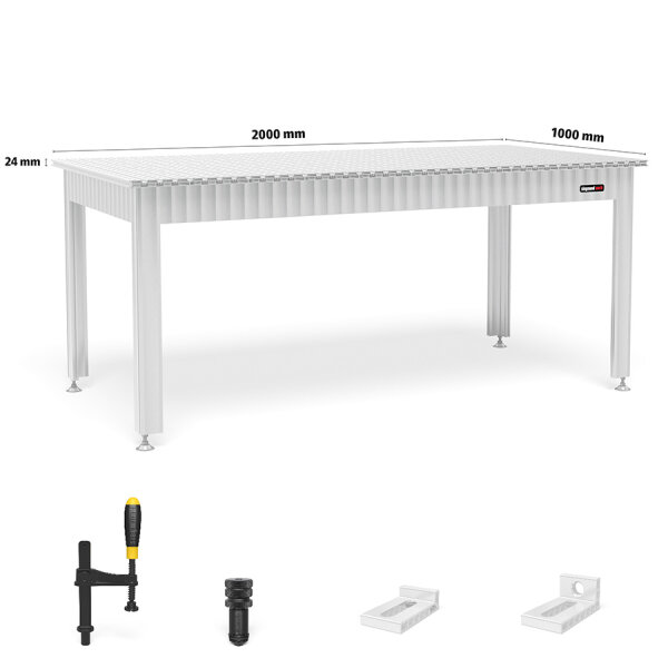 Siegmund Werkbank mit Alu Tischprofilen 2000x1000 Grundausstattung inkl. Zubehör