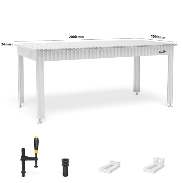 Siegmund Werkbank mit Alu Tischprofilen 2000x1000 Grundausstattung inkl. Zubehör